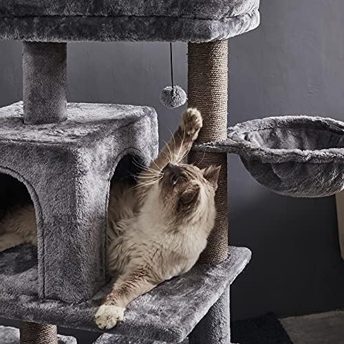 45 סנטימטרים רב-רמת חתול מגדל, חתול עץ, חתול עץ, עם ערסל & סיסל-מכוסה מגרד הודעות, 2 יוקרה דירות, עבור חתלתול, חיות מחמד, מקורה פעילות מרגיע