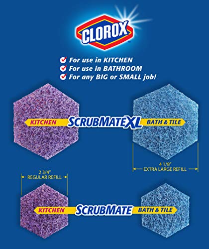 ערכת מתאם מתאם Clorox Scrubmate ו- Scrubmate XL אמבטיה ומילוי אריחים מארז משולב; 7 רפידות קרצוף מחדש חד פעמיות