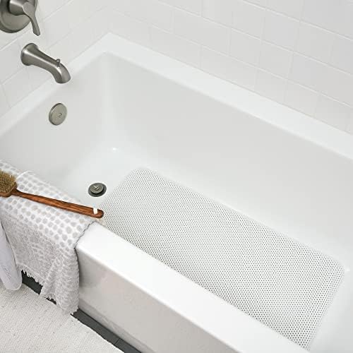 מחצלת אמבטיה של ברווז מותג ברווז לאמבטיות, רחיצת מכונה, 17X36 אינץ ', לבנה, עמידה להחליק