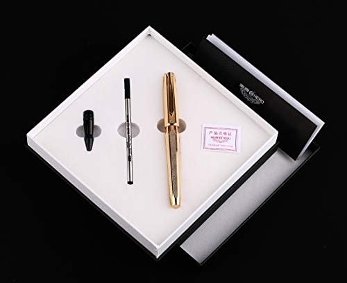 Erofa Hero 14K אוסף זהב אוסף מזרקה עט חריטה מוזהב אדוות עט מתנה בינונית דו-ראשית עט וקופסה למשרד עסקים