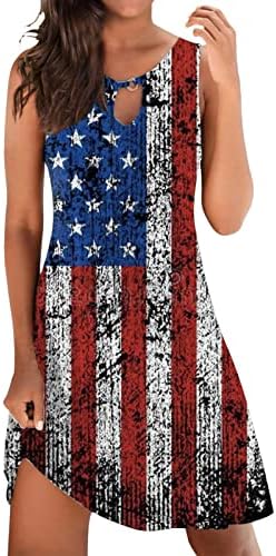 מקסי קיץ שמלות יום העצמאות של נשים אמריקאי 4 של יולי מודפס בוהו שמלת יום ראשון עבור