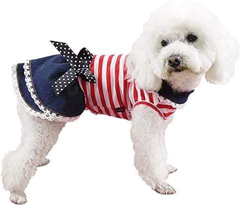 שמלת כלבים של Louseshuer, 4 ביולי ארהב דגל תלבושות לחיות מחמד, בגדי כלבים קיץ, חצאית פסי כלבים לכלב וחתול קטנים, יום העצמאות או יום הזיכרון