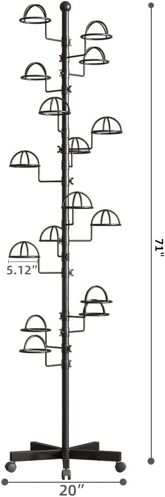 עבה יער בודד כובעי מתלה מעמד מתכת כובעי דוכן תצוגה עם 15 להתאמה אישית מעגלי ווים לבית או מסחרי