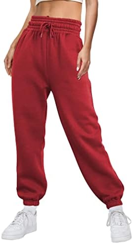 מכנסי טרנינג המותניים הגבוהים של הנשים האוטומטיים מכנסי טרקלין מרופדים מרופדים מכנסיים נוח רצועות רגל רגל רחבות עם כיסים