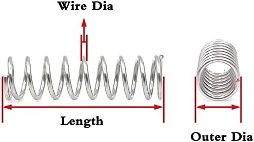 קפיצי דחיסת קפיץ של הייבינג y- סוג דחיסה קפיץ 304 נירוסטה נירוסטה חוט קפיץ ללא קורוזיבי DIA 1. 5 ממ חיצוני DIA 10 ממ אורך 10-50 ממ 10 יחידות קפיץ דחוס