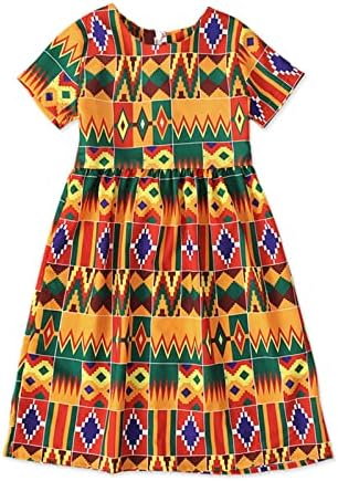 שמלות בגדי תינוקות בנות נסיכה אפריקאית 05 פעוט תינוקת שרוול ילדים שמלה קצר הדפסת דאשיקי בנות שמלה