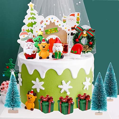 ACEWEN 36PCS קישוטי קופסאות מיני שרף ירוק קופסא קופסה מיניאטורה עם קשת אדומה לסצינות מיניאטורות לחג המולד אביזרי נוף מיקרו