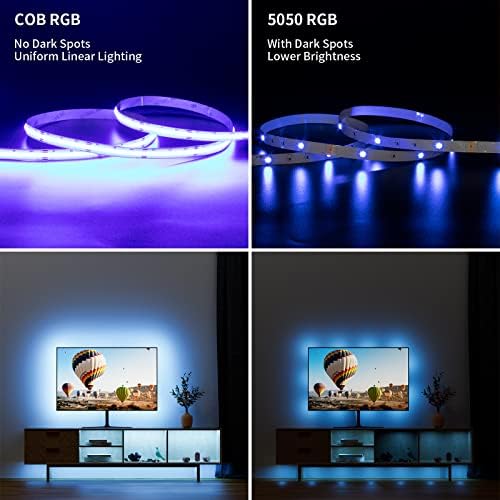 Pautix RGB Cob Led Strip Light 16.4ft/5M, UL רשום 24 וולט רצועות אור משתנות עם 840 מדדיות/מ 'אורות קלטת גמישות צבעוניות לטלוויזיה, חדר, חדר שינה, קישוט DIY למסיבה, 24V 5A אספקת חשמל