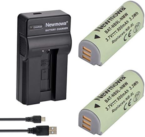 Newmowa NB-9L סוללה החלפת סוללה וערכת מטען USB ניידת עבור Canon NB-9L ו- Canon PowerShot N, N2, SD4500 IS, ELPH 510 HS, 520 HS, 530 HS מצלמה דיגיטלית