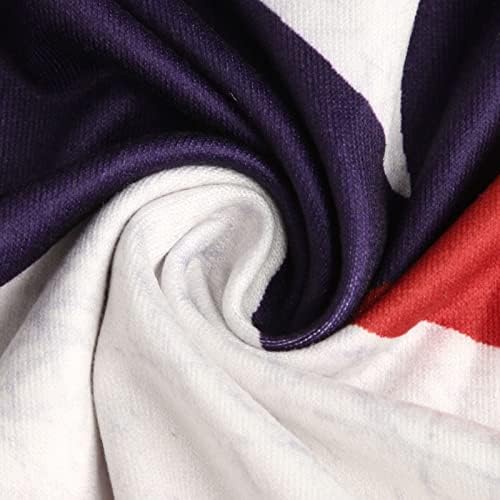 נשים VNECK SPANDEX T חולצות טרקלין חולצה חולצת שרוול קצר בלוק צבע עצמאות יום דגל דגל T חולצות O7