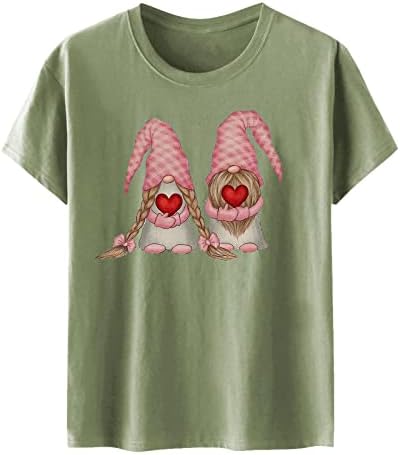 חולצת יום האהבה נשים אוהבות לב חולצת טריקו שרוול קצר גנומים חמודים זוג הדפס גרפי טופ חולצות צווארון חולצות
