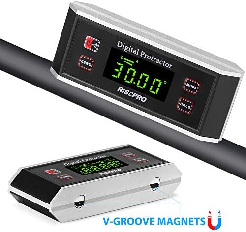 Ellinometer, risepro® Digital Pretractor Angle Finder Finder levenometer groove מגנטי 0 ~ 360 מעלות עם תאורה אחורית 82413b