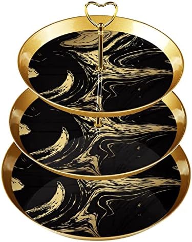 Dragonbtu 3 דוכן קאפקייקס שכבה עם מוט זהב מוט פלסטיק מגד מגדל קינוח