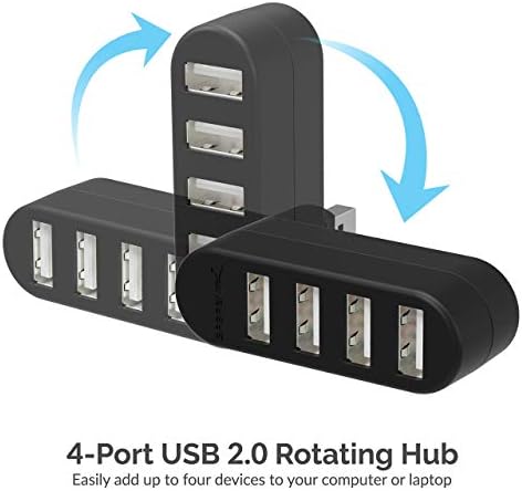 SABRENT 4-PORT USB 2.0 HUB + 22AWG 6 רגל USB 2.0 כבל הרחבה