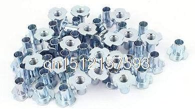 בורג 50 יחידות 4 חזרות חוט מלא עם אבץ מצופה T-Nut Tee Nut 5/16 -18 x 11/16