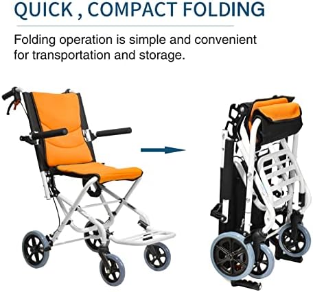 טיפול בכרוב019001-קל משקל תחבורה כיסא גלגלים, נייד מתקפל כיסא גלגלים, נסיעות כיסא גלגלים עם בלם יד, במיוחד אור כיסא גלגלים לקשישים וילדים