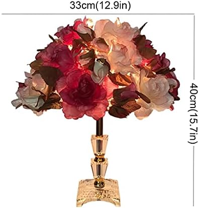 ZLXDP פרח ורד גביש מנורה לחתונה מתנה לחתונה יצירתית נסיכת חתונה חדר חתונה ארוך קישוט בהיר מנורת מיטה חדר שינה חם