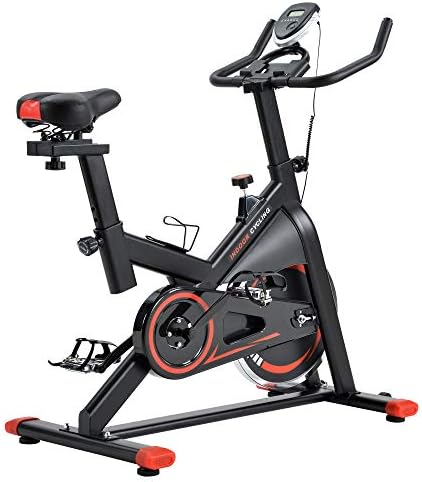 אופני אופניים מקורה של Lifesmart - אופני פעילות גופנית עם תצוגת LCD, כרית מושב נוחה, מחזיק בקבוקים ומושב טבליות, אדום, 46.45LX21.25WX49.6H ''