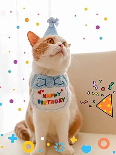 כלב חתול לחיות מחמד יום הולדת שמח צעיפי בנדנה וכובע מסיבה מיני כלבל