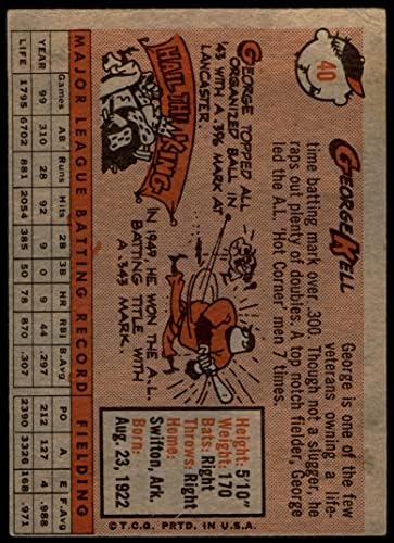 1958 Topps 40 George Kell Baltimore Orioles VG Orioles