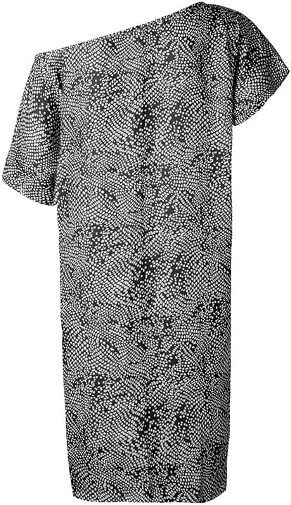 נשים קיץ הדפסת ארוך קרדיגן חולצה צעיף רופף חולצות לחפות מזדמן אחת כתף גל נקודת הדפסת שמלה