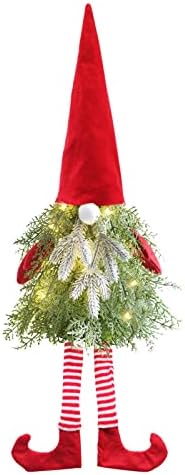 עץ חג מולד קטן מראש, מיני קישוטים לחג המולד עץ לעיצוב, קישוטי גמדי חג המולד מוארים למתנות למסיבת חג ביתי