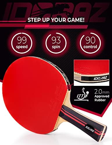 סט אידורז של 2 משוטים טניס שולחן מקצועי עם מארז מחבט נשיאה פלוס כדורי פינג פינג לבן 24 פאק וכדורי פינג פינג כתומים 24.