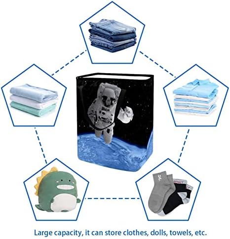 סל כביסה מתקפל להדפסת חלל חלל חיצוני, סלי כביסה עמידים למים 60 ליטר אחסון צעצועי כביסה לחדר שינה בחדר האמבטיה במעונות