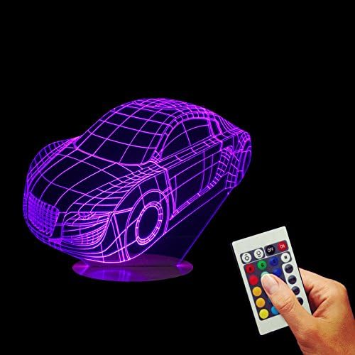 אשליה תלת מימדית LED מכונית אקרילית רכב רכב מעץ עץ מנורת שולחן