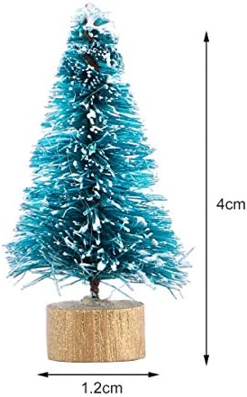 Pretyzoom 24 pcs עצי חג המולד מיני מלאכותיים עצי סיסל חלביים עם עצי מברשת בקבוק בסיס עץ עץ קישוטים שלג חורפי עצי שולחן ליצירה, הצגה וקישוט