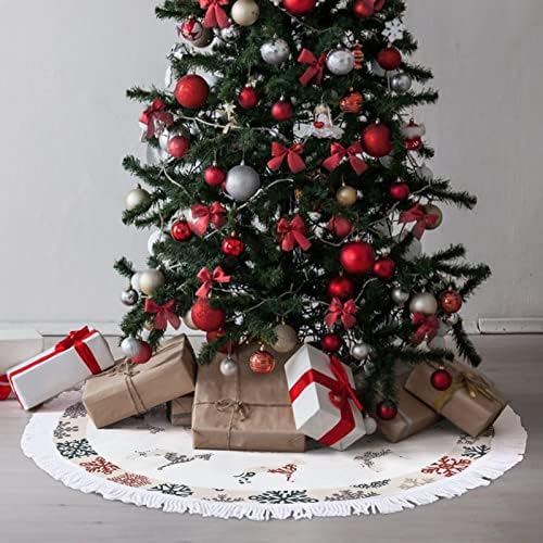 חצאית עץ חג המולד עם ציצית, צללית כלב חג המולד מחצלת קישוטים לחג המולד, חצאית עץ חורף 30 אינץ