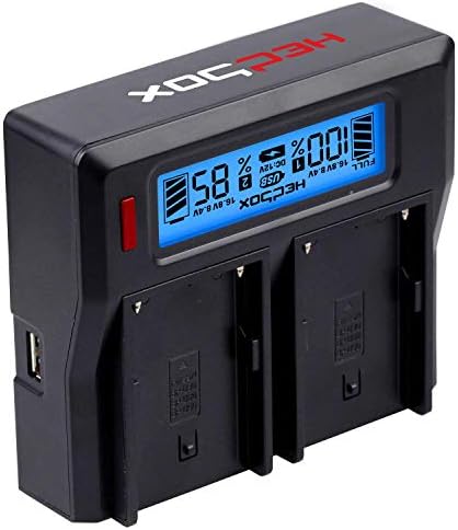 Hedbox RP-DC50/BPA60-מטען סוללות LCD כפול עבור Canon BP-A30, A60 ו- Hedbox HED-A60