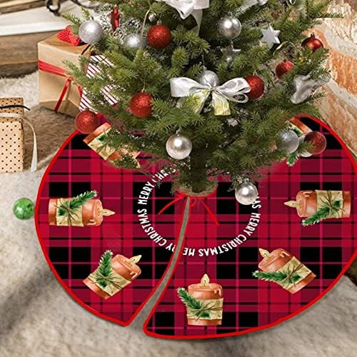 אדום שחור משובץ באפלו בדוק חצאית עץ פתיתי שלג פעמוני גמרים איילים איילים עץ חג המולד מחצלת חווה מחצלת עץ עץ לקישוט חג חג המולד 30 x30