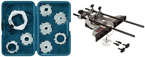 Bosch RA1128 8 PC. סט תבניות סט ומדריך RA1054 Deluxe Router Edge עם מיצוי אבק מכסה המנוע ומתאם צינור ואקום