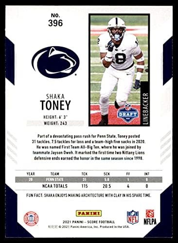 2021 ציון 396 Shaka Toney RC טירון פן סטייט Nittany Lions NFL כרטיס מסחר בכדורגל