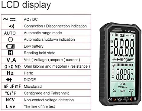 n/a my8233 lcd מסך גדול מולטימטר דיגיטלי חכמי עם תאורה אחורית עם מולטימטר ישיר זרם זרם זרם זרם זרם זרם