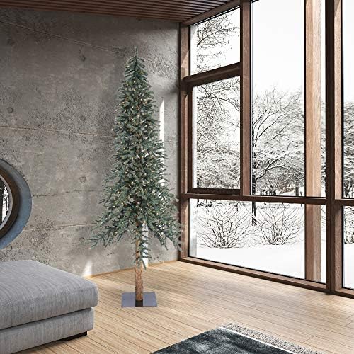Vickerman 2 '3' 4 'קליפה טבעית עץ חג מולד מלאכותי אלפיני, אורות מיני איטלקים לבנים חמים, עץ חג המולד פו, עיצוב בית מקורה עונתי, סט של 3