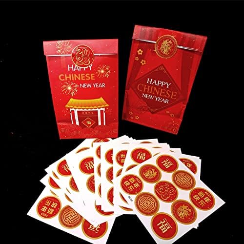 קימי 2023 שמח סיני חדש שנה מדבקות, עגול אביב פסטיבל אדום דבק מדבקות סוכריות מעטפות מתנות מדבקות עבור סיני חדש שנה פסטיבל מסיבת קישוטים