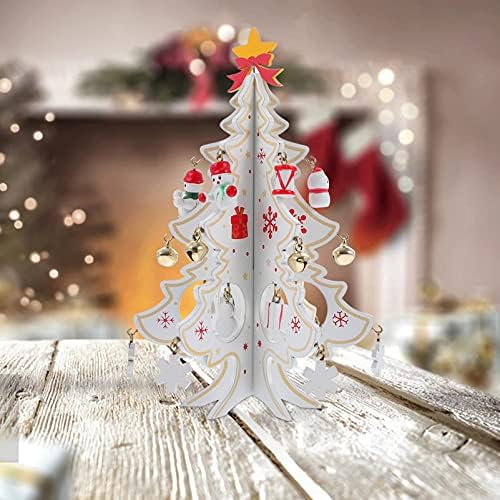 עיצוב בית אוגני קישוטי מיניאטורה מעץ קישוטי עצי עצי חידה עצי חג חג המולד מסיבת חג המולד W מלאכה מיני קישוט עץ מלאכה דקורטיבית לילדים שמחים שולחן שלג איש עץ D