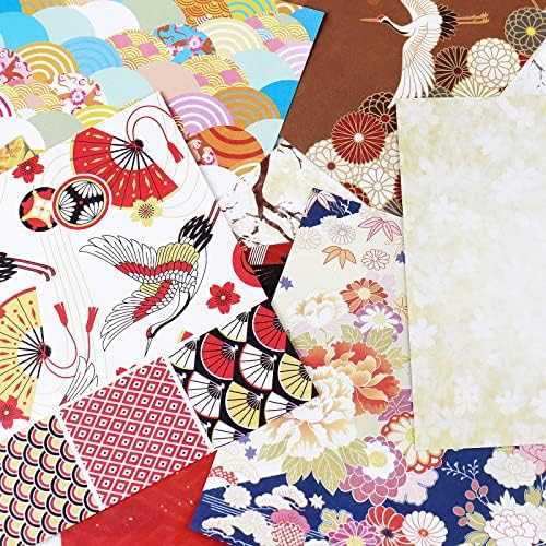 נייר keaziu אוריגמי 50 סדינים 5.9 x 5.9 אינץ 'סגנון יפני 10 שונה צבע כפול דו צדדי יד מודפסים ערכות מלאכה מרובעות