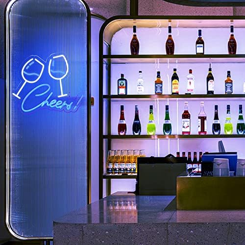 RtdeCorlt Bar Decor Signs Neon, נורות שלט עומיות של LED למסיבה עם כבל USB, שלטי תפאורה כחולים ניידים לאביזרי עגלת בר חדר שינה קיר בבר 15.9 x14.2