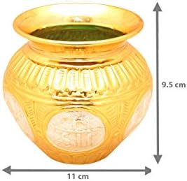 Goldgiftideas Gold-Silver מצופה Pooja Kalash, Nakshi Lota למקדש הבית, פריטי פוג'ה לבית, סט פוג'ה תאלי, מתנה לחמירת בית