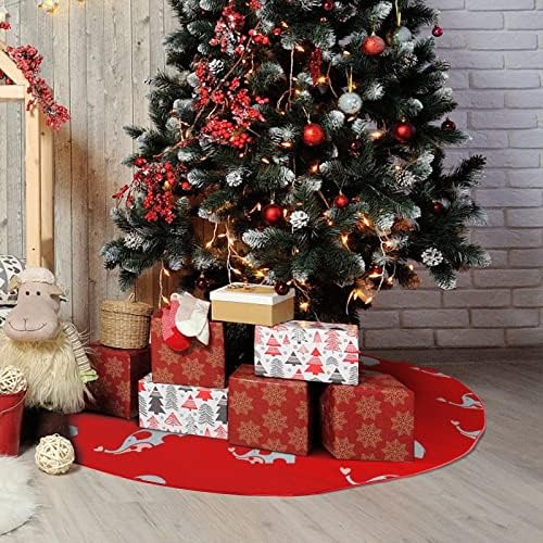 פילים חמודים חצאית עץ חג המולד קטיפה רכה אדומה מכוסה למסיבת חג המולד קישוטים חגיגיים פנימיים חיצוניים