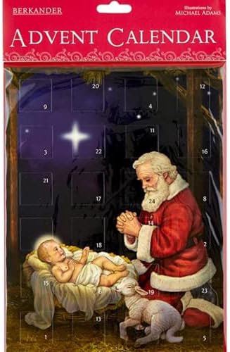 מעריץ סנטה עם תינוק ישו אדוונט לילדים, חג המולד ספירה לאחור, נוצרי מתנות עבור בנים ובנות, 11 אינץ