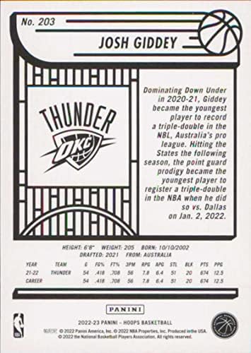 2022-23 Panini NBA Hoops 203 JOSH GIDDEY NM-MT OKLAHOMA CITY THUNDER CARD WARK WARD NBA