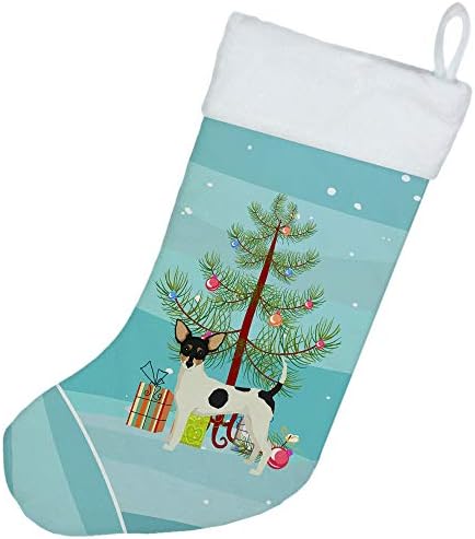 אוצרות קרוליין CK3567CS צעצוע שועל טרייר עץ חג המולד גרב חג המולד, אח תלויה גרביים עונת חג המולד עיצוב חג המולד קישוטים לחג משפחתי,