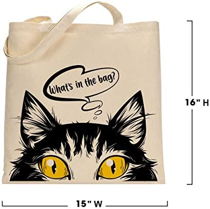 תיק כותנה מתנה לשימוש חוזר עם חתול-מה יש בתיק, תיק מכולת, תיק קניות מכולת לשימוש חוזר עם הדפס חתול, תיק בד רעיון מתנה לאוהבי חתולים