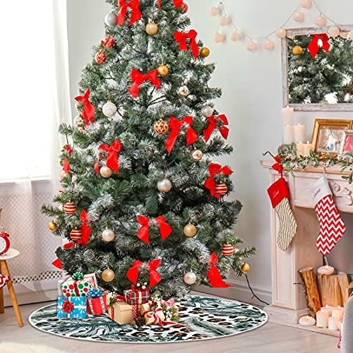 Baxiej טרופי מפלצת דקל עלי עץ חג המולד גדול חצאיות מחצלת חורף חג המולד חג המולד עץ עץ עץ חצאית 47.2 אינץ 'לחיצוניות מקורה