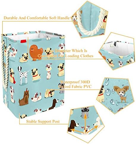 גזעי קריקטורה חמוד ומצחיק של כלב 300 ד אוקספורד עמיד למים סל כביסה סל כביסה גדול עבור שמיכות בגדים צעצועים בחדר השינה