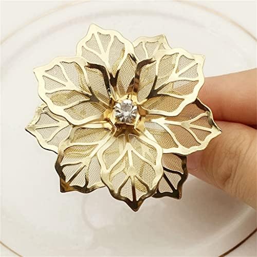 Yfqhdd 60 יחידות עיצוב פרחים מפיות מפיות מתכת מפית זהב אבזם מפית מפית מחזיק טבעת